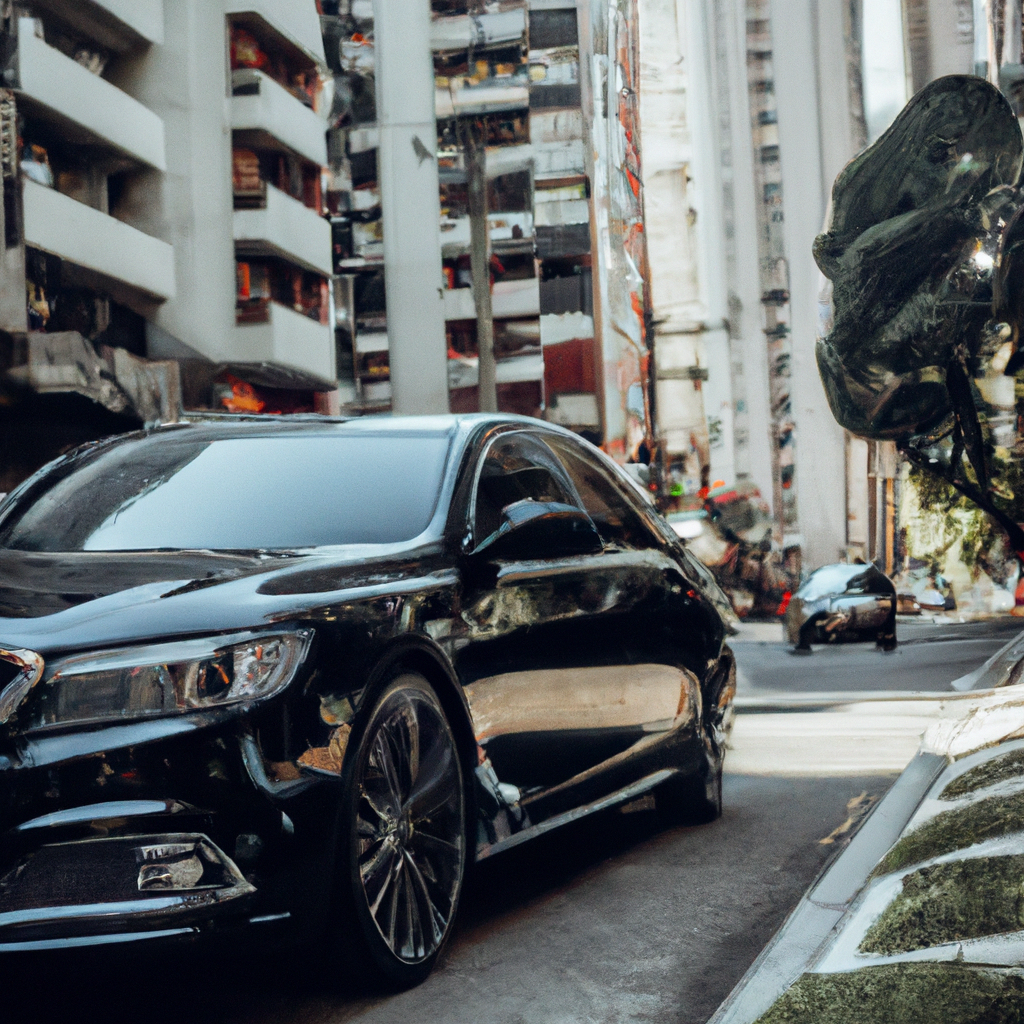 Sedã de luxo preto estacionado no centro de São Paulo